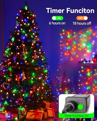 Blingstar Christmas Lights Colored String Lights 33 Ft 100 LED Waterproof Multicolor Twinkle Lights 8 Modes 30 V Plug in Fairy String Lights for Indoor Outdoor Xmas Tree Bedroom Garden Party Decor view 5