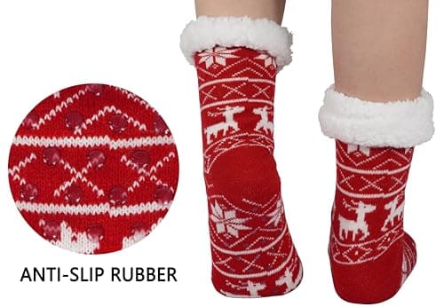 BenSorts Women Non Slip Winter Thick Slipper Socks with Grippers Warm Fuzzy Socks Christmas Gifts view 4