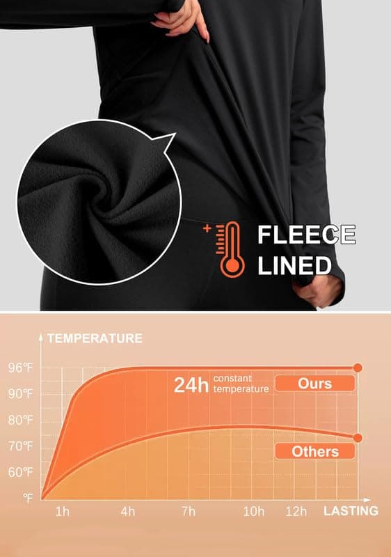 G Gradual Women's Thermal Tops Long Sleeve Workout Fleece Lined Shirts view 6