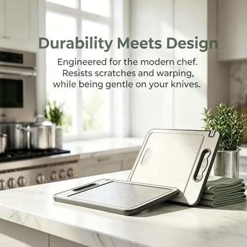 Tibo Titanium Cutting Board for Kitchen 1pc with Juice Groove – Double Sided Cutting Board for Meat, Veggies & Bread view 6