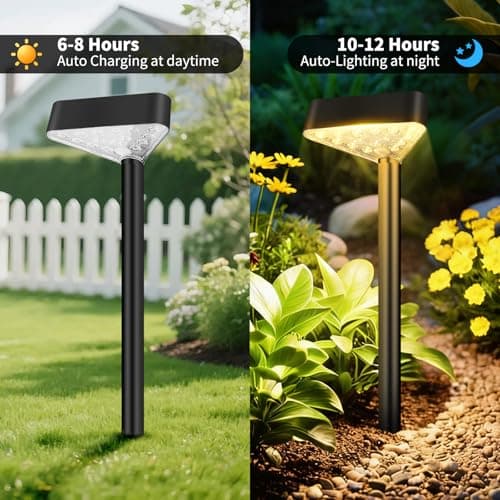 Fashlits 8 Pack Solar Pathway Lights Outdoor, Bright LED Solar Landscape Lights, Waterproof Solar Garden Lights for Yard, Patio, Walkway, Lawn, Driveway(Warm White, 8 Pack) view 5