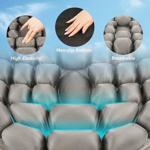 RUIERS Travel Seat Cushion, 3D Air Inflatable Pressure Relief Cushion for Hemorrhoid and Tailbone Pain Relief, Optimal Support for Long Sitting in Car, Air Travel, Office Chairs, Home Living view 6