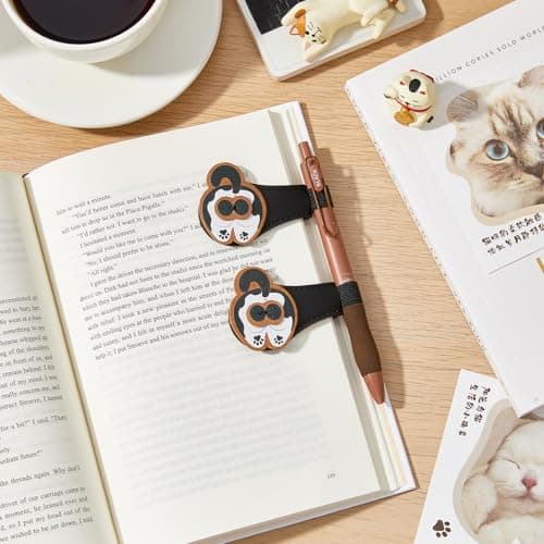 2Pcs Magnetic PU Leather Bookmarks Gift Box, Cute Cat Book Marks for Reading Women, Magnetic Bookmark Set with Double-Sided Magnets, Book Club Gifts for Women, Bookish Gifts view 2