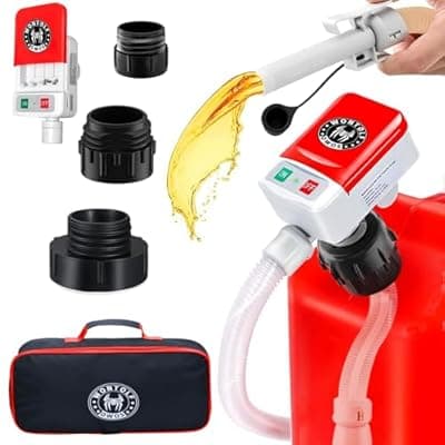 Wontolf Cordless Fuel Transfer Pump Battery Powered with Auto-Stop, Electric Fuel Pump with Storage Bag, Portable Gas Can Pump, Gasoline Gas Oil Transfer Pump, 3.2GPM & 51" Hose & 4 Adapters