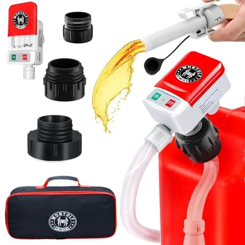 Wontolf Cordless Fuel Transfer Pump Battery Powered with Auto-Stop, Electric Fuel Pump with Storage Bag, Portable Gas Can Pump, Gasoline Gas Oil Transfer Pump, 3.2GPM & 51" Hose & 4 Adapters — image 1