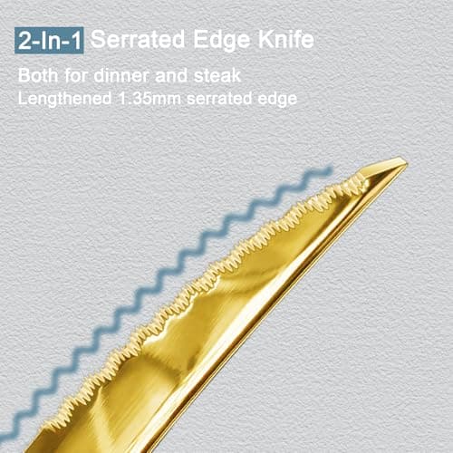 Runfly 20 Piece Hammered Gold Silverware Set, 18/10 Stainless Steel Flatware Set, Modern Kitchen Utensil Set Service for 4, Tableware Set, Cutlery Set Including Fork Spoon and Knife view 5