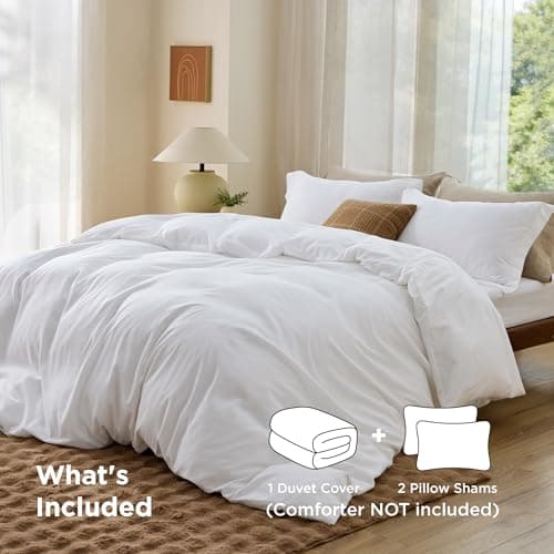 Bedsure White Duvet Cover Queen Size - Soft Double Brushed Bedding Set for Kids & Adults, Zipper Closure, 3 Pieces, Includes 1 Duvet Cover (90"x90") & 2 Pillow Shams, NO Comforter view 3