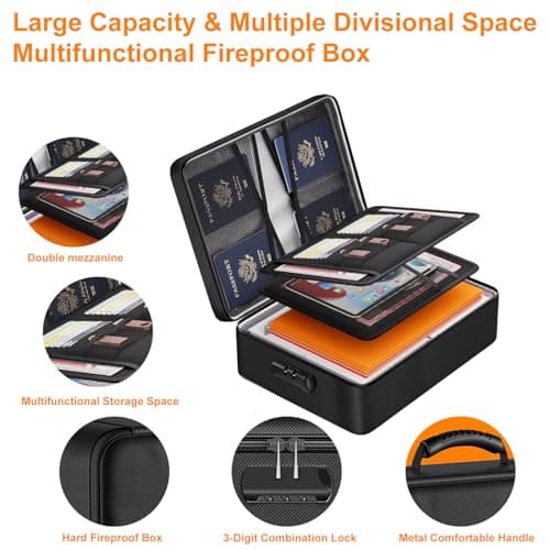 Polaring Fireproof Document Box, Multi-Layer Heat Insulated Fire and waterproof office bag with lock，Portable family outdoor travel bags are suitable for storing important documents and valuable. view 5