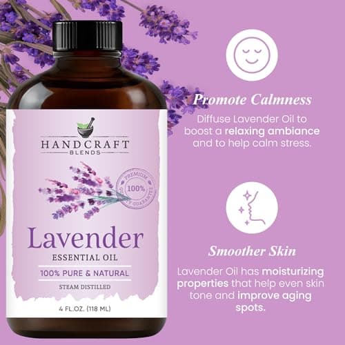 Handcraft Blends Lavender Essential Oil – Huge 4 Fl Oz – 100% Pure and Natural – Premium Grade Essential Oil for Diffuser and Aromatherapy, Skin, Massage, Candle and Soap Making Fragrance view 4
