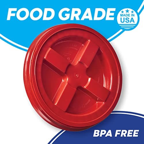 Gamma Seal Lids for 3.5, 5, 6 and 7 Gallon Buckets – Pack of 6 Red Gamma Lids – Food Grade BPA Free Reusable Lids, Made in USA view 4