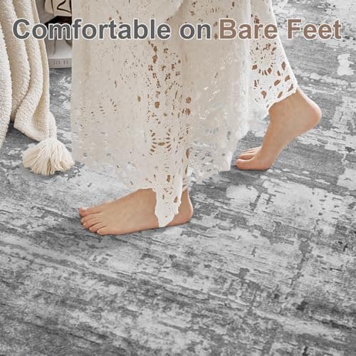 HOMORE Living Room Rug 6x9 Large Rug Grey Area Rugs Non Slip Washable Rugs for Bedroom Dining Room Abstract Carpet for Farmhouse Kids Playroom Classroom view 5