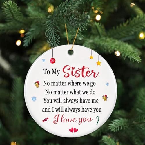 Sister Christmas Ornaments 2025,Sisters Gifts for Christmas Tree,White Sister Ornament,Friend Ornaments for Women view 4