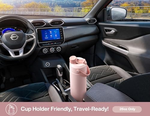 POWCAN 26 oz Insulated Water Bottle with 2-in-1 Straw and Spout Lid, Keep Cold 24H, Leak-Proof, Fits in Car Cup Holder, Stainless Steel Water Bottle for Gift, Holiday, Travel and School (Sweet Rosy) view 6