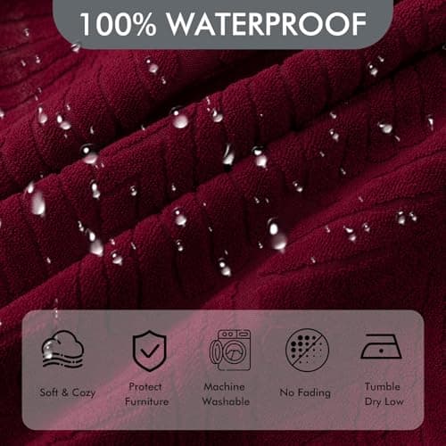 YUEANG 100% Waterproof Recliner Cover, 1 Pieces Reclining Chair Cover Stretch Sofa Slipcovers Washable Furniture Protector for Pets, Dogs, Kids (Wine, 1 Seater X-Large) view 4