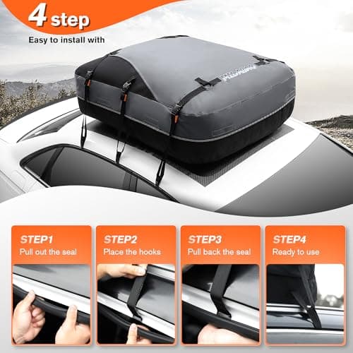 Waterproof Rooftop Cargo Carrier Bag, 100% Waterproof Sealing with Anti-Slip Mat, Fits Vehicles with or Without Roof Rack, 21 Cubic Feet view 4