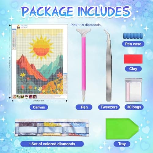 SuanFA Diamond Art Kits for Adults,Bohemian Sun & Mountain Landscape,Easy Diamond Painting for Teens Beginners for Home Wall Decor (12x16inch) view 5