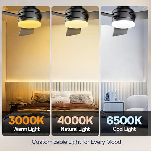 VIVOHOME Ceiling Fans with Lights, 42 inch Low Profile Ceiling Fan with Light and Remote, Flush Mount for Bedroom, Living Room, Garage, 6+1 Speeds, 3CCT, Dimmable, Timer, Quiet Reversible, Black view 3