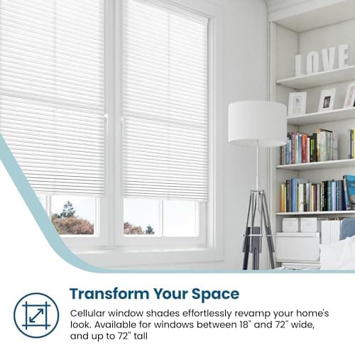 BlindsAvenue Cordless Cellular Shade, White, 24" W x 72" H | Light Filtering Pull Down Blinds for Indoor Windows, Thermal Insulation, Noise Reduction Honeycomb Shades for Home Privacy view 5