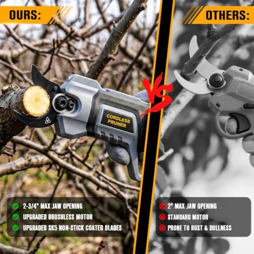 2-3/4" Cordless Pruning Shears Compatible with DeWalt 20V MAX Battery | Brushless Motor Electric Pruner for Gardening , SK5 Non-Stick Blades, Dual Cutting Modes, LED Display (Battery Not Included) view 5