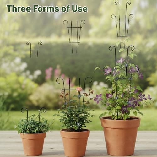 25.6 Inch Plant Trellis for Climbing Plants, 4 Pack Metal Garden Trellis for Potted Plants Indoor House Plant Climber Support Stakes with Plant Clips for Monstera Pothos Hoya Ivy Flower view 4