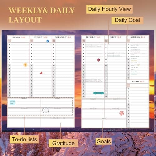 CAGIE 2026 planner Weekly and Monthly Jan 2026-Dec 2026 Hardcover Hourly Daily Planners for Women 26 Calendar Planner with Stickers Spiral Bound Yearly Agenda, 8.5 x 11 view 6