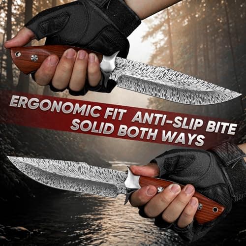 Purple Dragon Hand Forged Fixed Blade Knife with Leather Sheath | Full Tang Survival Feather Knife with Rosewood Handle, Camping Knife for Bushcraft & Outdoor Use, Cool Gifts for Men view 2