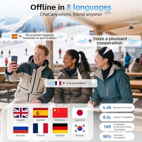 Real-Time AI Translation Earbuds 168 Languages Translator Earphones, Audifonos Traductores Inglés Español, Bluetooth 5.4, OWS Open Ear & LCD Touch, Translating Device for Travel Meetings Learning view 6