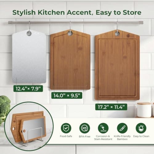 Titanium Cutting Board,Carbonized Bamboo Cutting Boards Set for Kitchen view 3