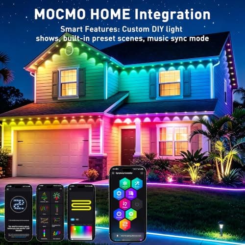 LADIKAKA 200FT Permanent Outdoor Lights,RGB+IC App ControlRemote, IP67 Waterproof Lighting,Outdoor Lights for Chasing Lights,Garden Decor,House,Party,Holiday,Smart view 6