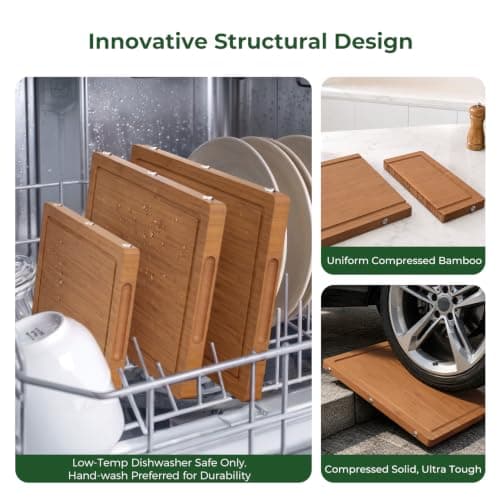 3Pcs Formaldehyde Free, Glue Free, Bamboo Cutting Board Set for Kitchen view 2