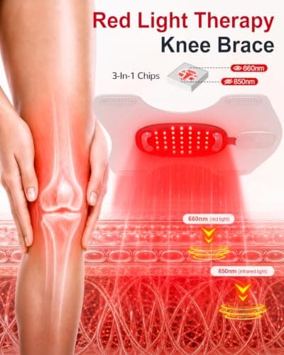 Red Light Therapy Knee Brace, Wireless Silicone Knee Wrap with 660nm 850nm Infrared Light, 5000mAh Electric Heated Knee Wrap for Knee Joint Elbow, Gifts for Women Men view 2