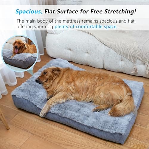 OMIVIER Large Dog Bed with Low-Angle Soft Pillow.Deluxe Dog Bed Fabric Comfortable and Soft.with Non-Slip Bottom, Washable pet Bed Medium for Crate.Color: Grey. view 2