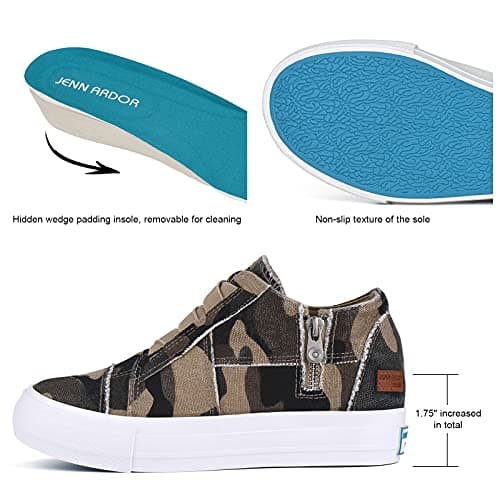 JENN ARDOR Wedge Sneakers for Women Fashion Canvas Shoes Casual Platform Hidden Heel Womens Slip On Sneaker Non Slip Side Zipper view 5