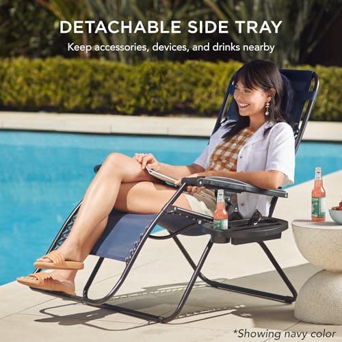 Best Choice Products Oversized Zero Gravity Chair, Folding Outdoor Patio Lounge Recliner w/Cup Holder Accessory Tray, Pillow - American Flag view 6