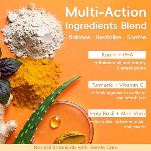 FIUMOT Turmeric Vitamin C Bubble Clay Mask, Hydrating and Deep Cleansing Pore Face Mask with PHA, Pore Cleansing and Oil Balancing Skincare 3.53oz view 6