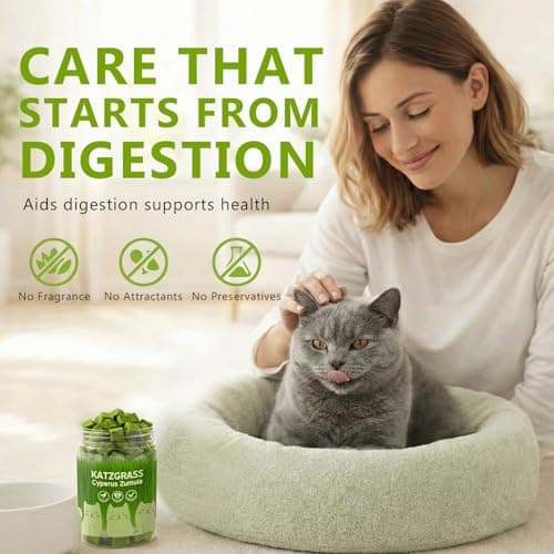 Prettypum Cat Grass Treats for Indoor Cats - Freeze Dried Cat Grass Crunchy Snacks for Hairball Control and Digestive Support - Natural Kitty Grass Supplement - 4.23 oz view 7