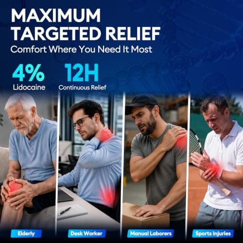 4% Lidocaine Pain Relief Patches, Maximum Strength, 35 Count | Up to 12 Hours of Continuous Relief for Back, Neck, Shoulder, Joint & Muscle Pain, Large 3.9” x 5.5”-2A1 view 6