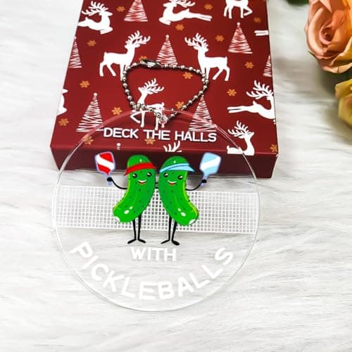 Pickleball Ornament, Pickle Ball Ornaments for Christmas Tree, Acrylic Sports Ornaments, Funny Pickleball Gifts for Women Men, Pickle Lover Gifts view 6
