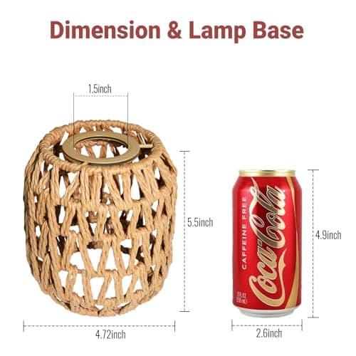 3 PACK Rattan Lamp Shades(4.7"×5.2"), Small Boho Pendant Light Shade, Handwoven Wicker hanging Lampshades For Chandeliers, Wall Sconces, Floor & Table Lamps view 3