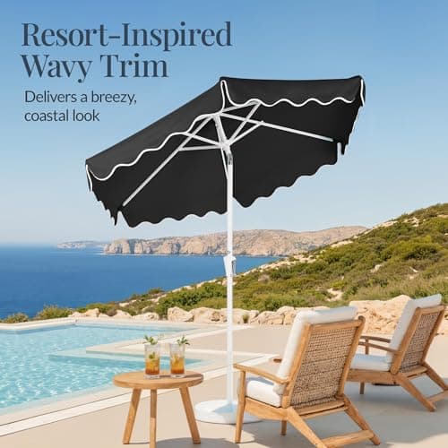 Best Choice Products 7.5ft Patio Market Umbrella with Wavy Trim, UV-Fade-Resistant 210g Canopy, Crank & Tilt, Wind Vent, Heavy-Duty Frame - Black view 3