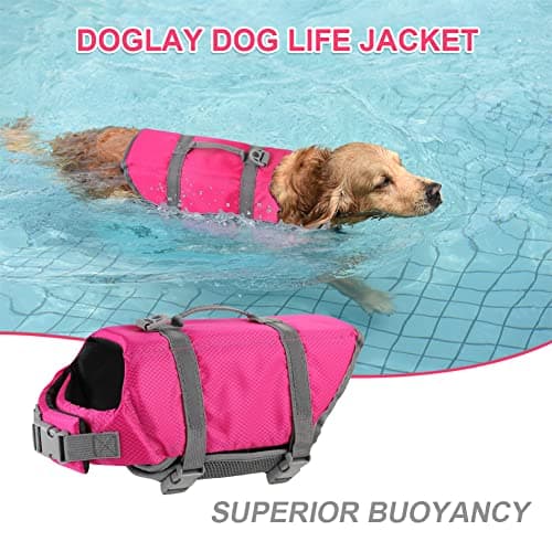 Doglay Dog Life Jacket, Dog Life Vest for Swimming Boating, Adjustable Puppy Life Jacket with Reflective Stripes, Superior Buoyancy Dog Swimming Vest for Small Medium and Large Dogs view 5