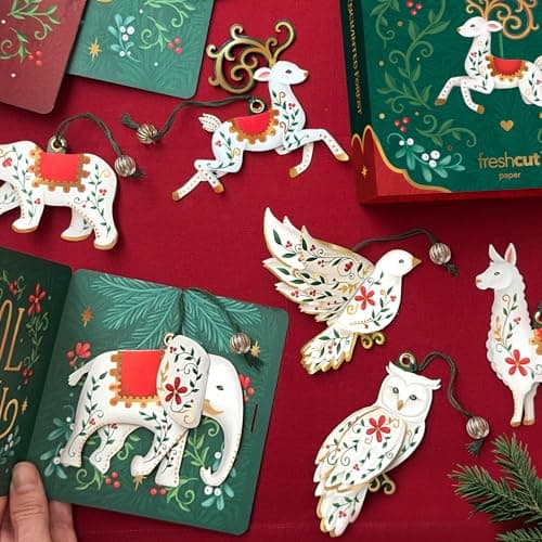 Freshcut Paper 2026 Advent Calendar, Enchanted Forest Christmas Ornaments | Christmas Ornaments, Pop Up 3D Greeting Cards, Paper Advent Calendar for Adults, Holiday Cards with Blank Notecard & Envelope view 4