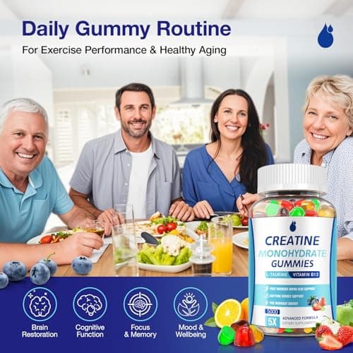 MaxHemp Creatine Gummies for Men & Women - Creatine Monohydrate Gummies 5g, Muscle Builder, Energy Boost & Pre-Workout Supplement, Low Sugar Taurine Chewable Gummy 2 Pack view 6