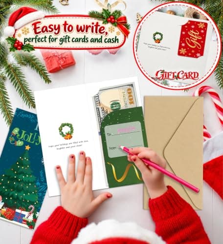 Christmas Money Cards with Envelopes,24Pcs Christmas Money Holders for Cash view 4
