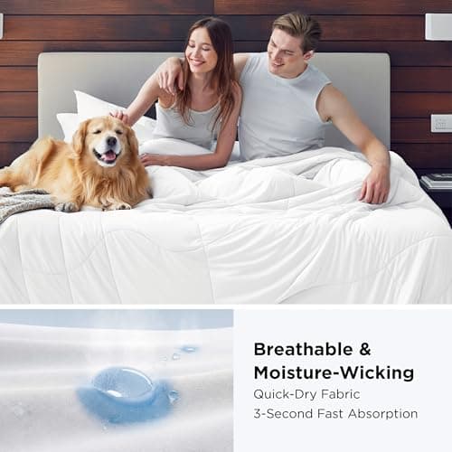 Bedsure Cooling Comforter King Size - Cooling Blankets for Hot Sleepers, Lightweight Comforter for Summer with Dual-Sided Cool Tech, Soft Breathable Cold Blanket for Sleeping, White, 102x90 Inches view 4