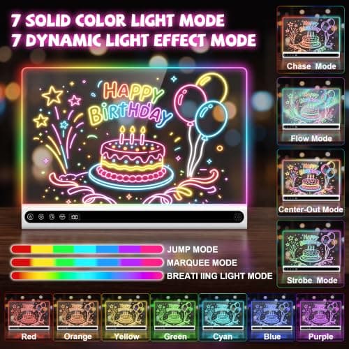 Rechargeable Led Drawing Board for Kids with Music, 3-12 Year Old Gifts view 3