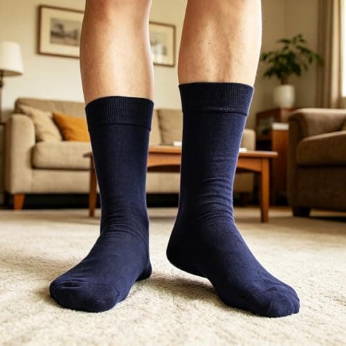 suokesi Men's Cotton Blend Crew Socks, Striped Novelty Fun Design, Size 8-15, Casual view 5