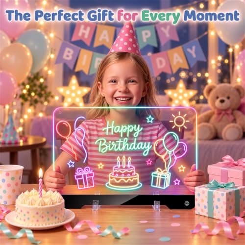WELLOKB LED Drawing Board for Kids, 13.8''×10'' Reusable LED Writing Board view 3