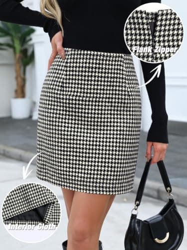 ANRABESS Women's Tartan Plaid Skirt Fall Bodycon Pencil Mini Skirts | High Waist Soft Fannel Comfy Plaid Side Zipper,Dressy Casual Office Daily Wear 2026 Business Work Fall Winter Trendy Outfits view 5