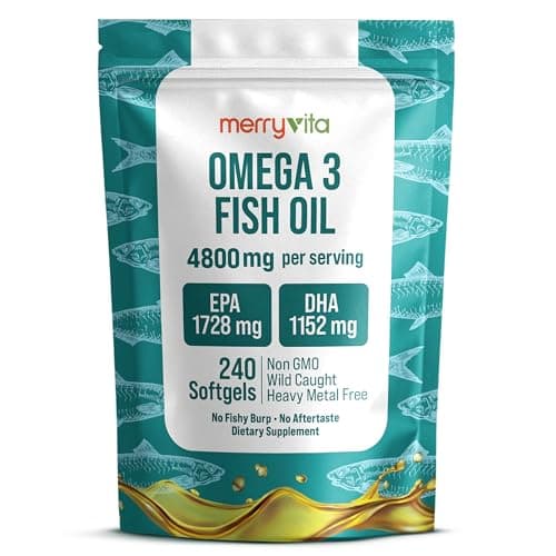 Omega 3 Fish Oil 4800 mg – EPA 1728 mg | DHA 1152 mg from Wild-Caught Anchovies – Burpless Mini Softgels – Pure Omega-3 Fatty Acid Supplement – Non-GMO, Gluten-Free, No Aftertaste – 240 Capsules — image 1